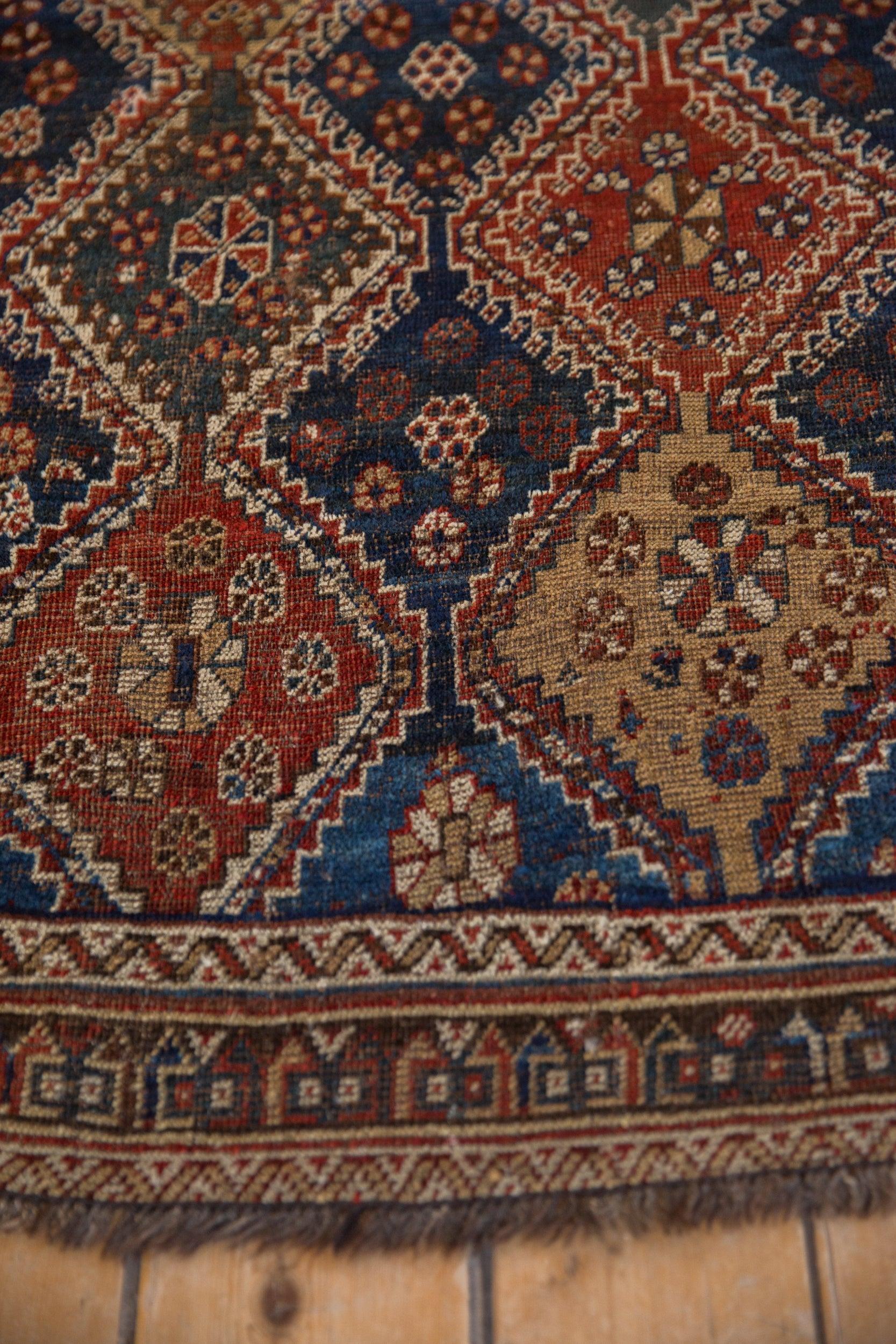 Wool Antique Qashqai Square Rug For Sale