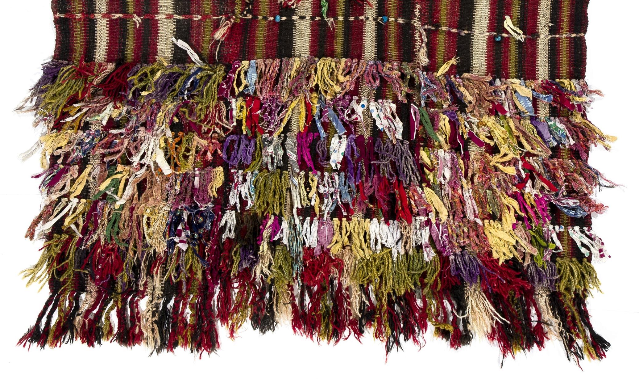 Turkish Hand-Woven Tribal Kurdish Wool Kilim. 4' x 4'8'' Flat-Weave Rug or Wall Hanging For Sale