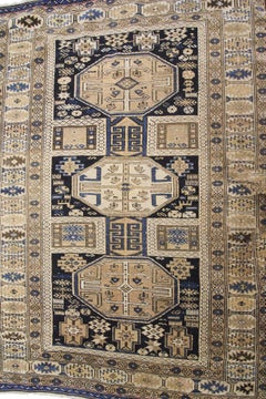 4x5 Antique Caucasian Shirvan Rug 114cm x153 cm Tribal Geometric Rug Circa 1880