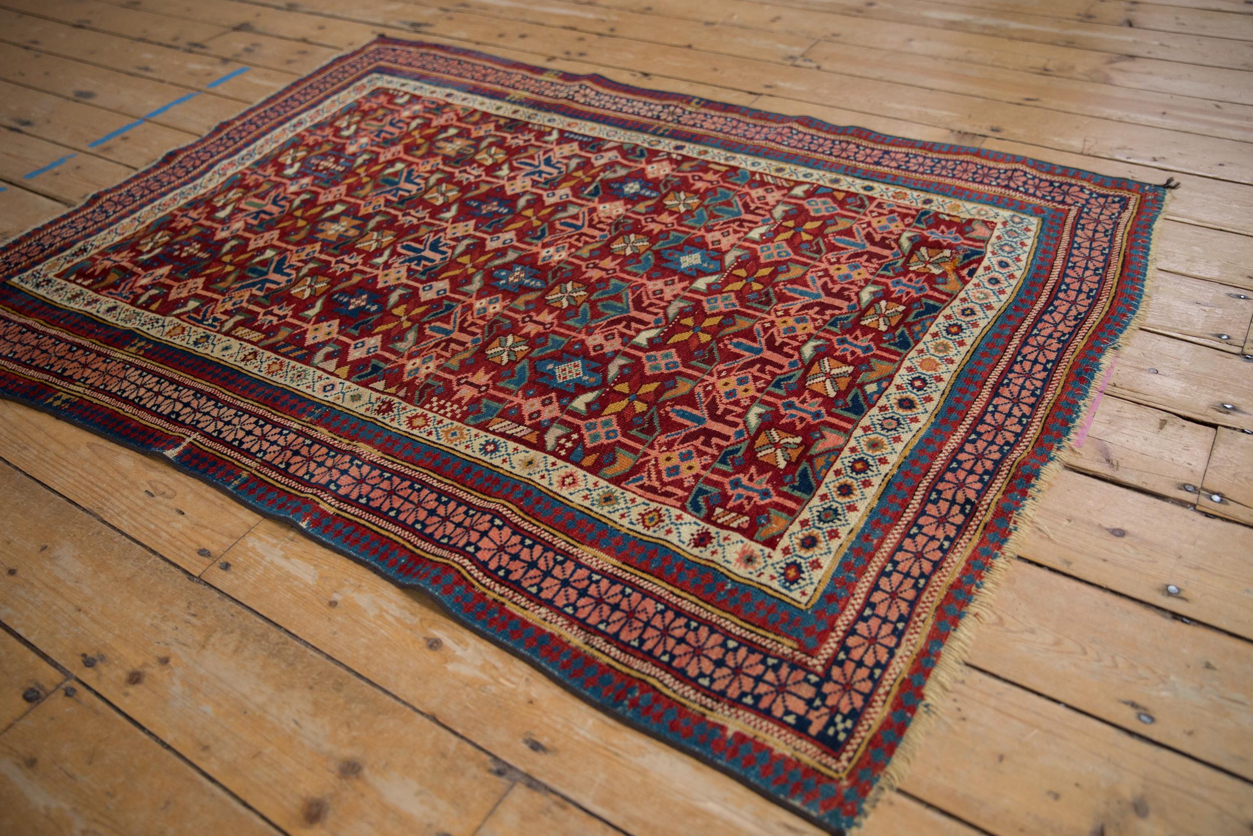 Other Antique Caucasian Square Rug For Sale