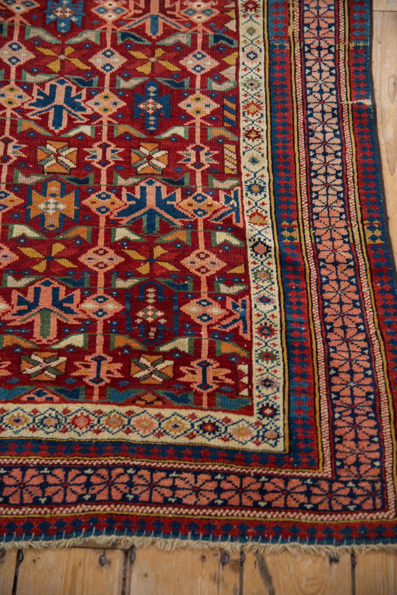 Wool Antique Caucasian Square Rug For Sale