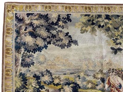4x5 Antique English Needlepoint Tapestry Verdure Scenery 115cmx155 cm c.1890
