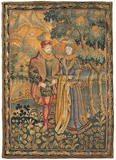 4X5 Antique French Tapestry Medeval Romantic Renaissance Attire Millefleurs
