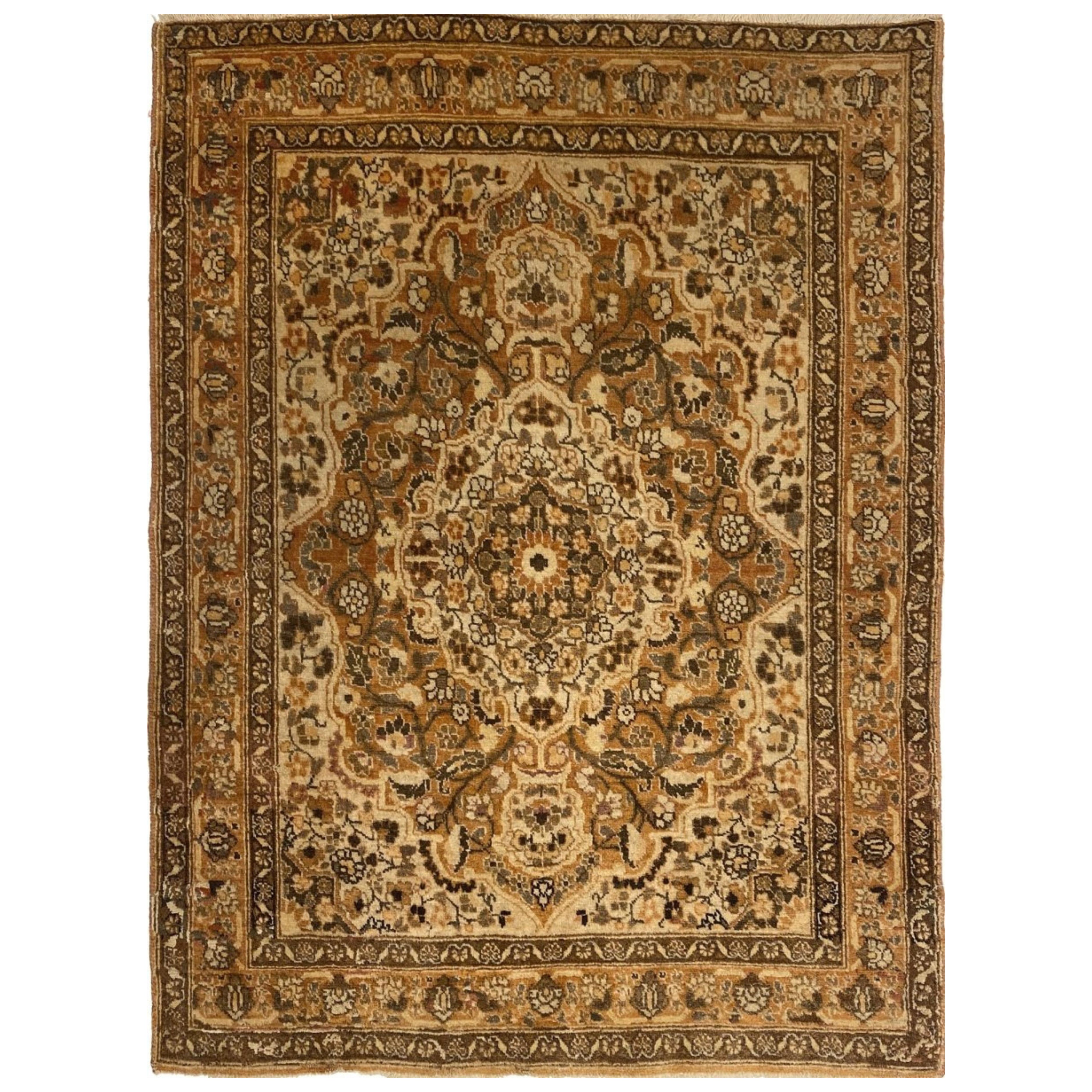 4x5 Hand Knotted Antique Tabriz Haj Jalili Area Rug