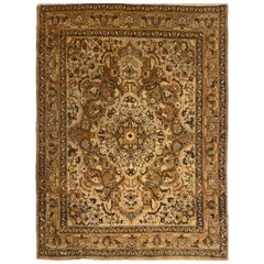 4x5 Hand Knotted Antique Tabriz Haj Jalili Area Rug