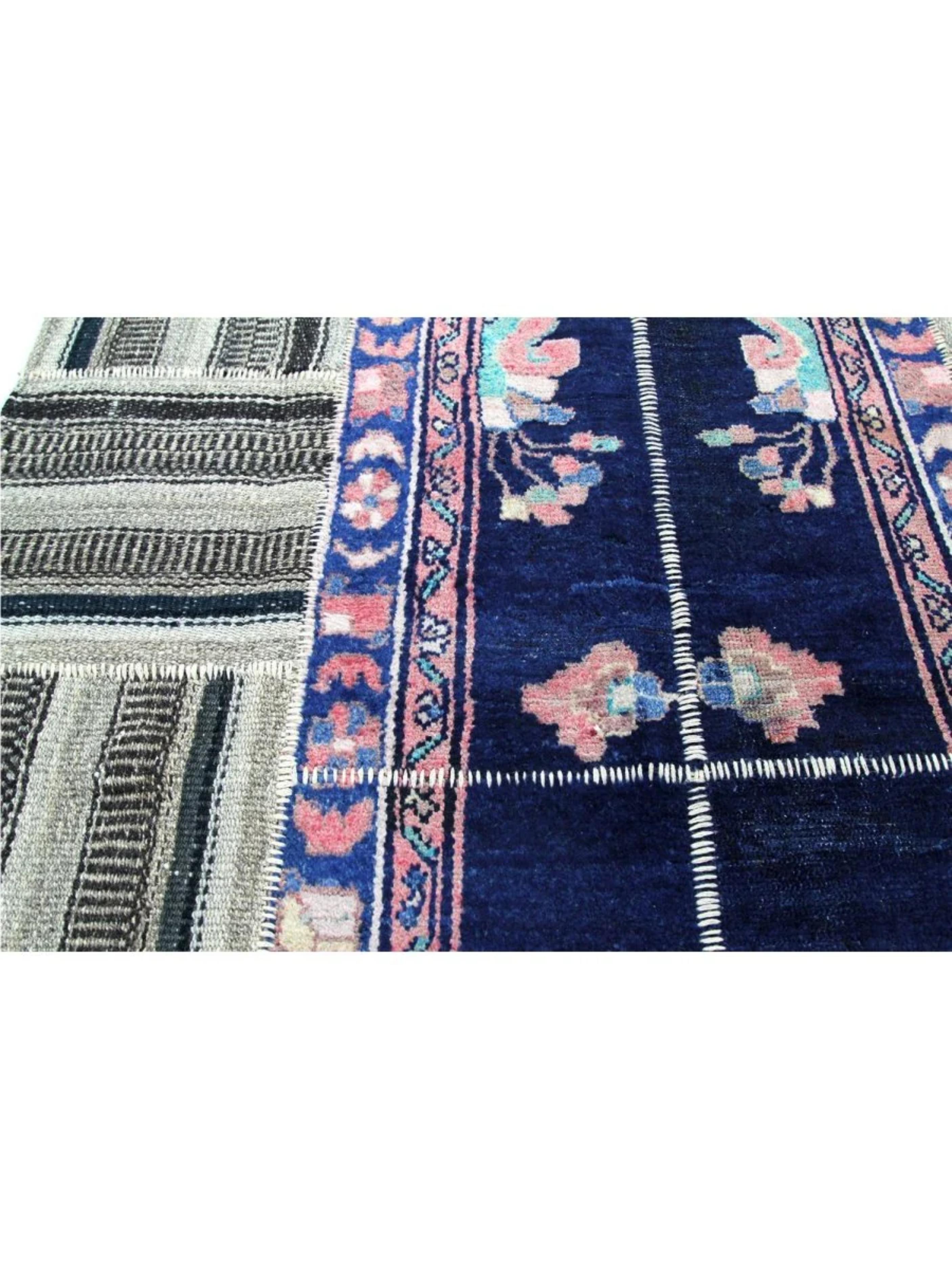 Other 4x5 Hand-Knotted Vintage Kilim Patchwork Area Rug For Sale