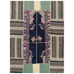 4x5 Hand-Knotted Vintage Kilim Patchwork Area Rug