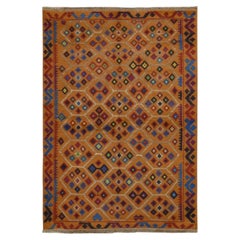 Tapis afghan baloutche marron de 4'x5'10", à motifs géométriques, noué à la main en pure laine