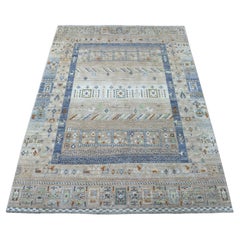 4'x5'10" Brown Wool Kashkuli Gabbeh With Small Animal Figurines HandKnotted Rug
