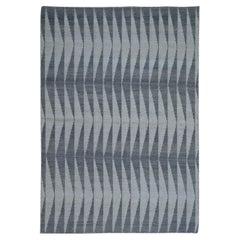 4'x5'10" Charcoal Gray Wool Reversible Kilim Flat Weave Handwoven Oriental Rug