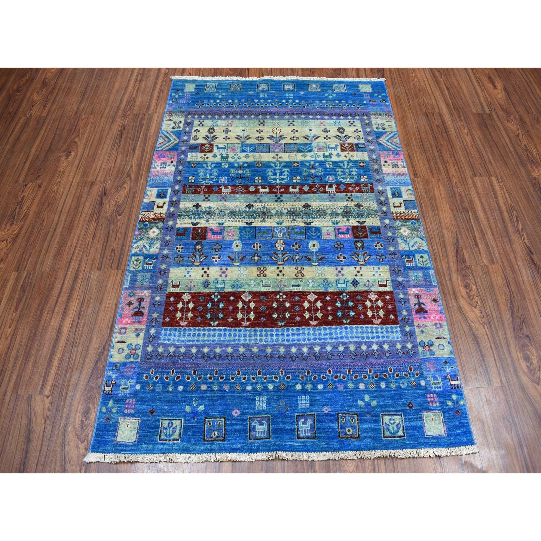 This is a truly genuine one-of-a-kind Colorful Kashkuli Gabbeh Natural Dyes Pure wool Hand-Knotted Rug. It has been Knotted for months and months in the centuries-old Persian weaving craftsmanship techniques by expert