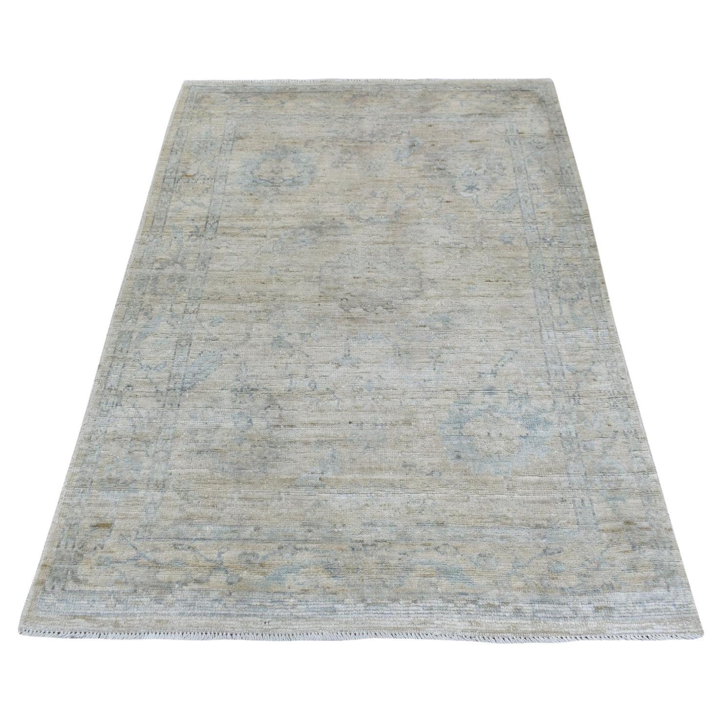 4
x5
10" Grauer handgeknüpfter afghanischer Angora Oushak Orientteppich aus weicher Wolle