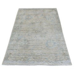 4
x5
10" Gris Noué à la main Afghan Angora Oushak Laine Douce Tapis d
Orient