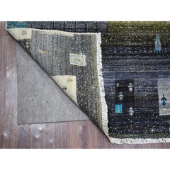 4'x5'10" Gray, Hand Knotted Afghan Kashkuli Gabbeh, Hand Spun Wool Oriental Rug