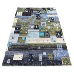 4'x5'10" Gray, Hand Knotted Afghan Kashkuli Gabbeh, Hand Spun Wool Oriental Rug
