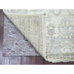 4'x5'10" Ivory Hand Knotted Angora Oushak All Over Design Wool Oriental Rug