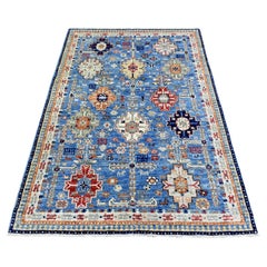 4'x5'10" Hellblau, extra weiche Wolle, handgeknüpft, afghanischer Ersari Orientteppich