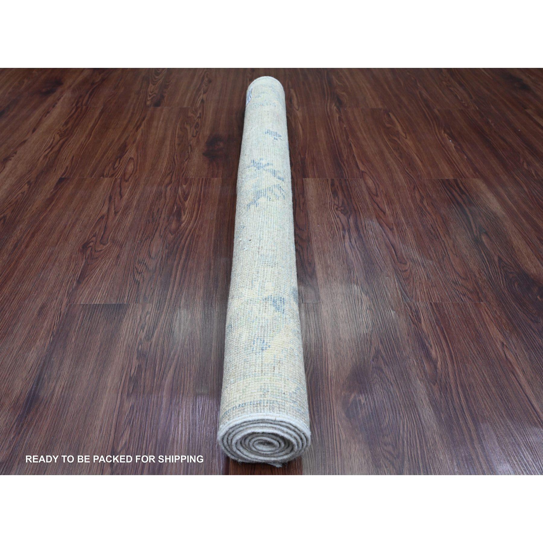 Annodato a mano Tappeto orientale Sonic Gray annodato a mano in angora afghana Oushak di pura lana 4'x5'10