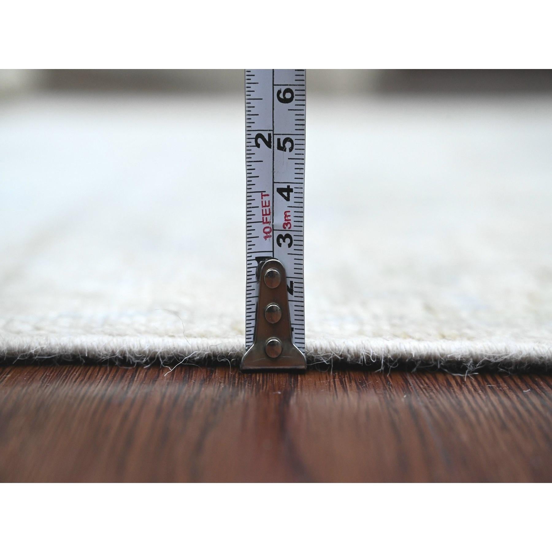 Tappeto orientale Sonic Gray annodato a mano in angora afghana Oushak di pura lana 4'x5'10