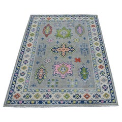 4
x5
5" Colorful Gray Fusion Kazak Pure Wool Geometric Design Hand Knotted Rug