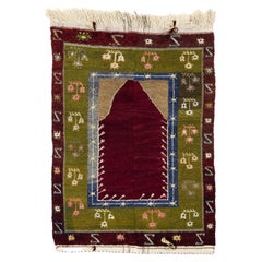 4x5.5 Ft Vintage Türkischer Tulu-Akzent-Teppich, einzigartiges Design, 100% Wolle