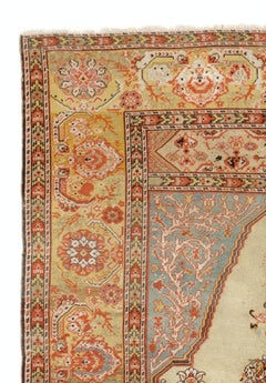 4x5.6 ft Antique Turkish Ghiordes 'Gordes' Prayer Rug, Ca 1880