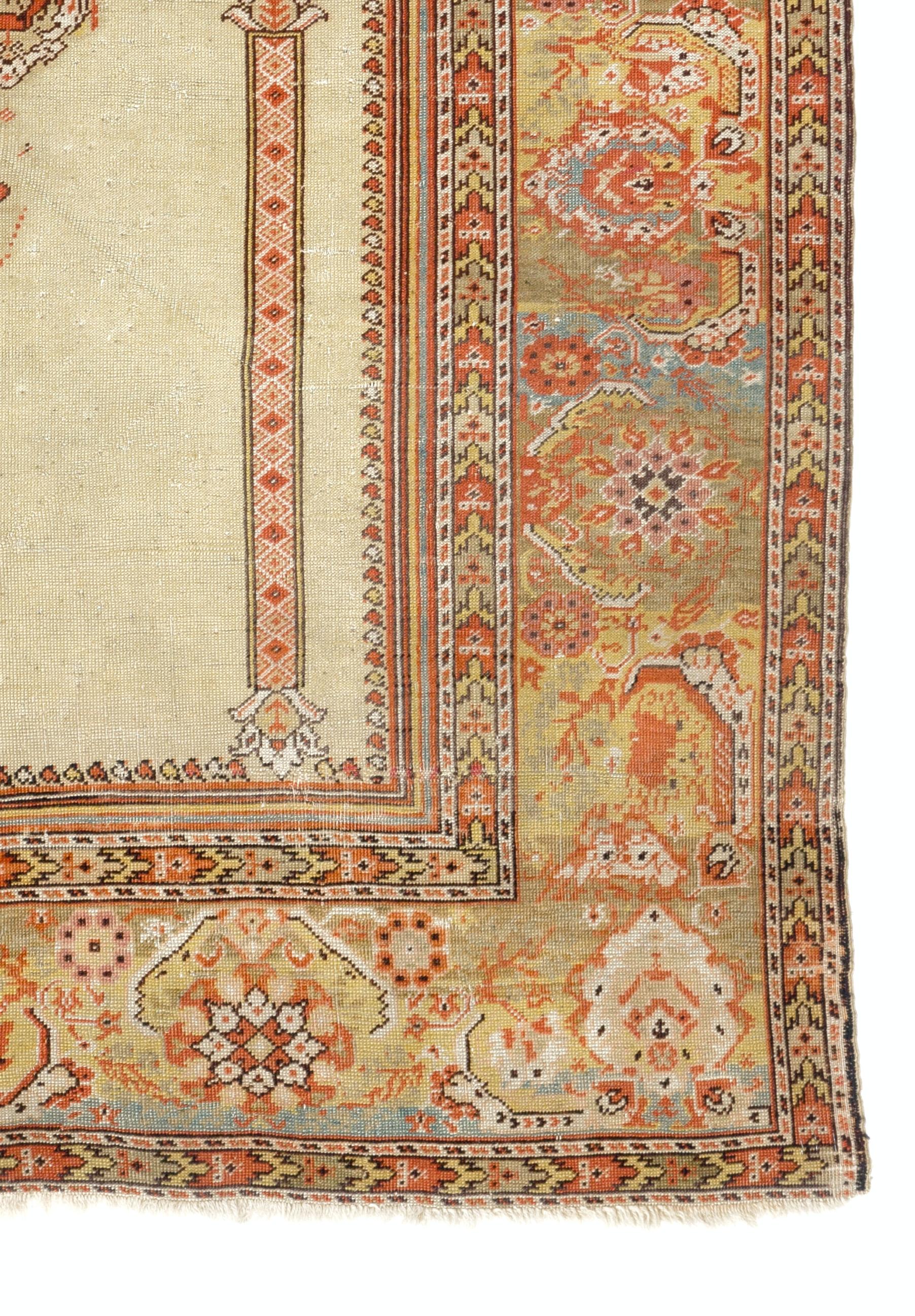 4x5.6 ft Antique Turkish Ghiordes 'Gordes' Prayer Rug, Ca 1880 In Good Condition For Sale In Spring Valley, NY