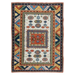 4x5.6 Ft farbenfroher Akzentteppich, moderner türkischer Teppich, handgefertigter Bodenbezug
