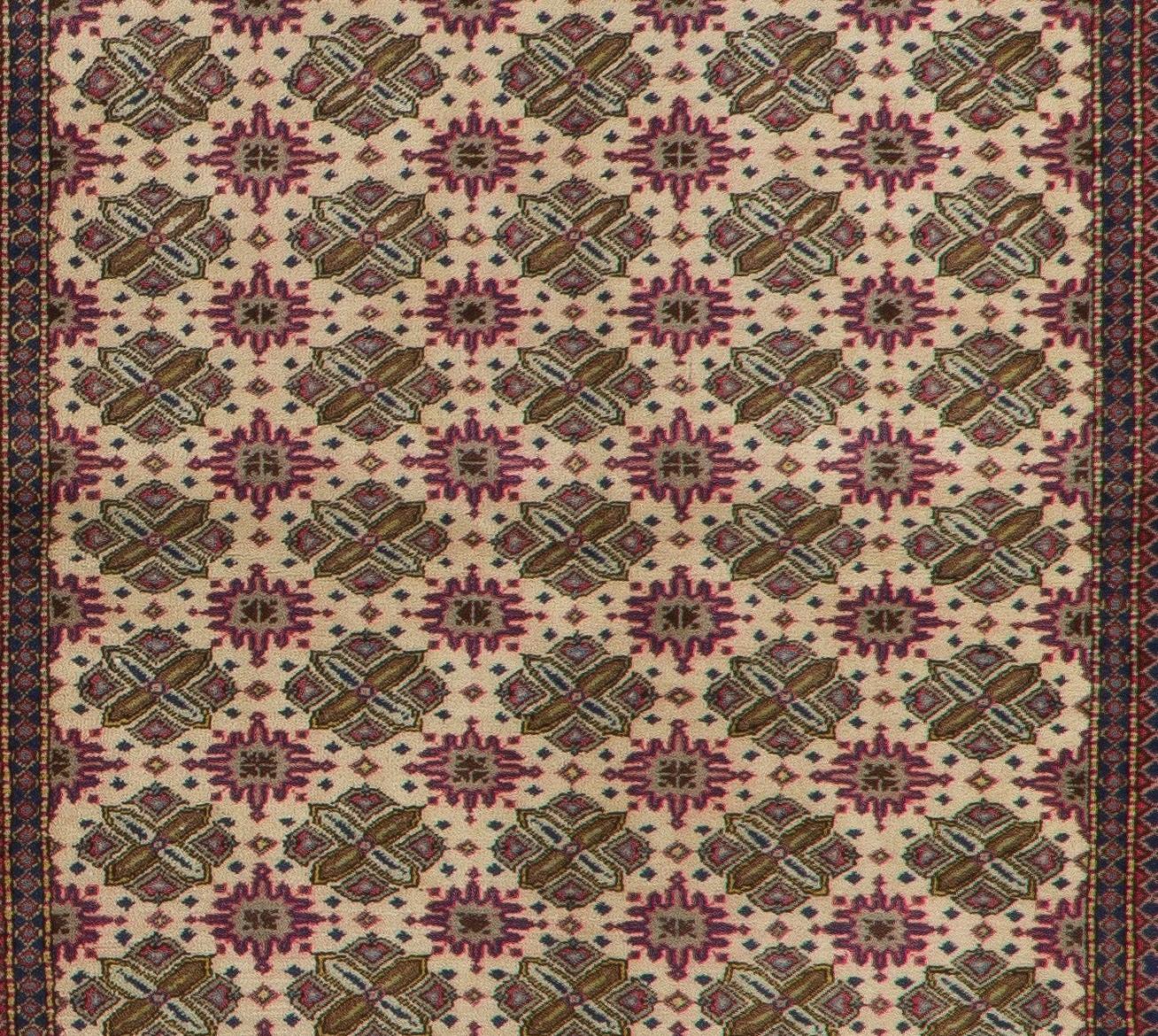 Hand-Knotted 4x5.6 Ft Handmade Vintage Turkish Kyseri Rug. Fine Traditional Oriental Carpet  For Sale