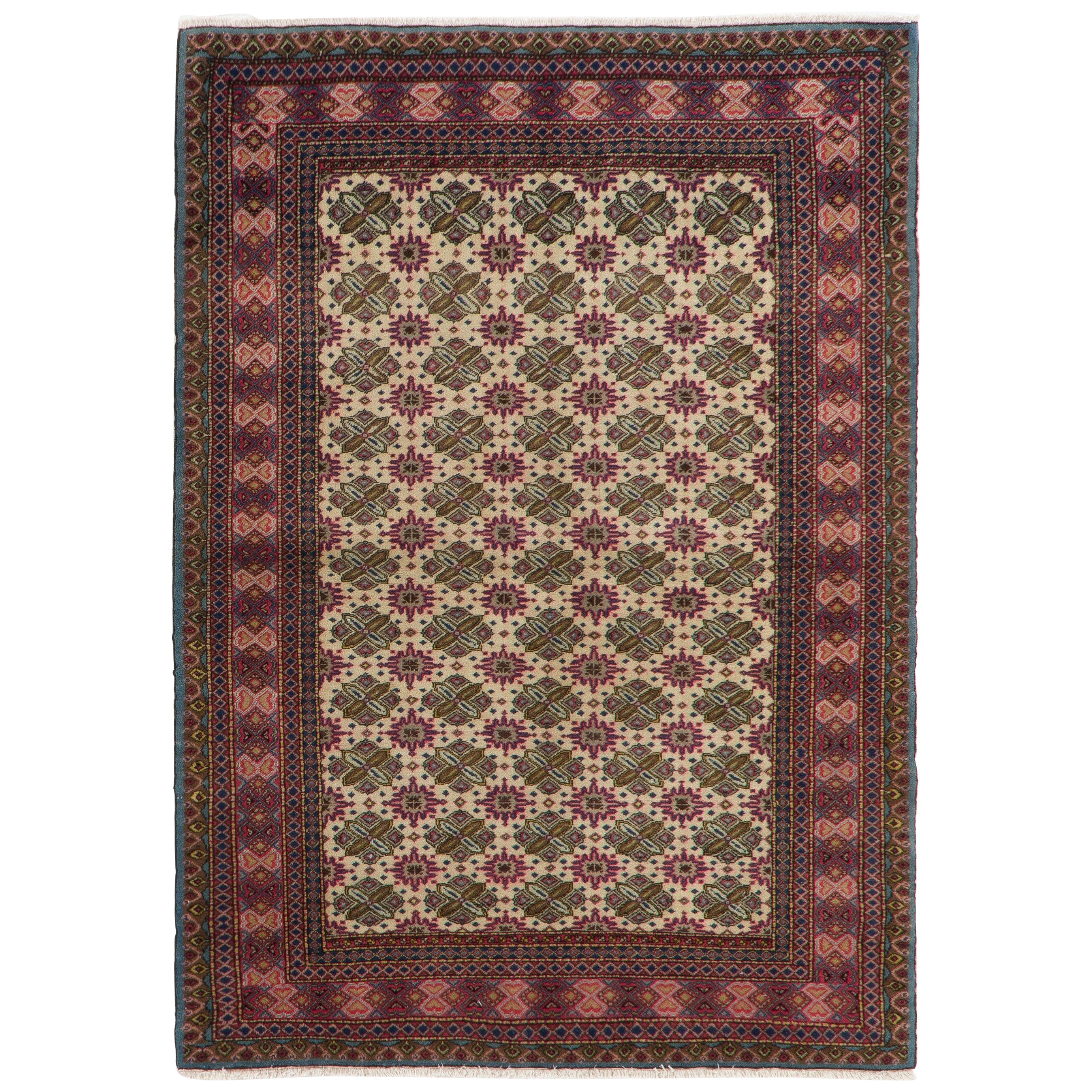 4x5.6 Ft handgefertigter türkischer Kyseri-Teppich im Vintage-Stil. Alle Wolle. Einzigartiger Akzentteppich