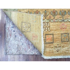 4'x5'7" Brown Kashkuli Gabbeh Animal Figurines Hand Knotted Wool Oriental Rug