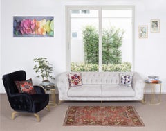 Midcentury Handmade Turkish Traditional Wool Rug for Home, Office Decor