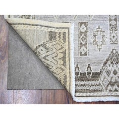 4'x5'8" Ash Gray, Pure Wool Hand Knotted, Fine Peshawar Oriental Rug
