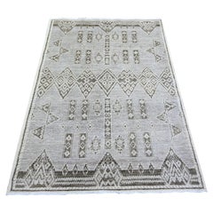4'x5'8" Grigio Cenere, Tappeto Orientale Ashly Fine Rugs in Pura Lana Annodato a Mano
