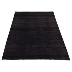 4'x5'8" Bistre Brown, Hand Knotted, Wool and Silk, Roman Key Design, Rug