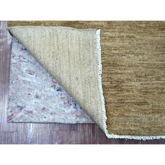 4'x5'8" Brown Plain Solid Pattern Hand Knotted Hand Spun Ghazni Wool Rug