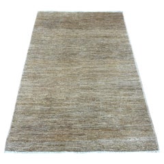 4'x5'8" Brown Plain Solid Pattern Hand Knotted Hand Spun Ghazni Wool Rug