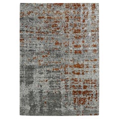 Tapis en laine noué à la main 4'x5'8" Gray Abstract with Galaxy Design Persian Knot