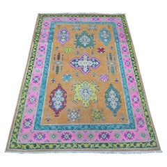 4
x5
9" Apricot Orange Vibrant Fusion Kazak All Natural Wool Oriental Rug