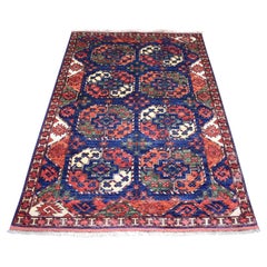 4
x5
9" Blue Afghan Ersari with Elephant Feet Design Hand Knotted Wool Rug