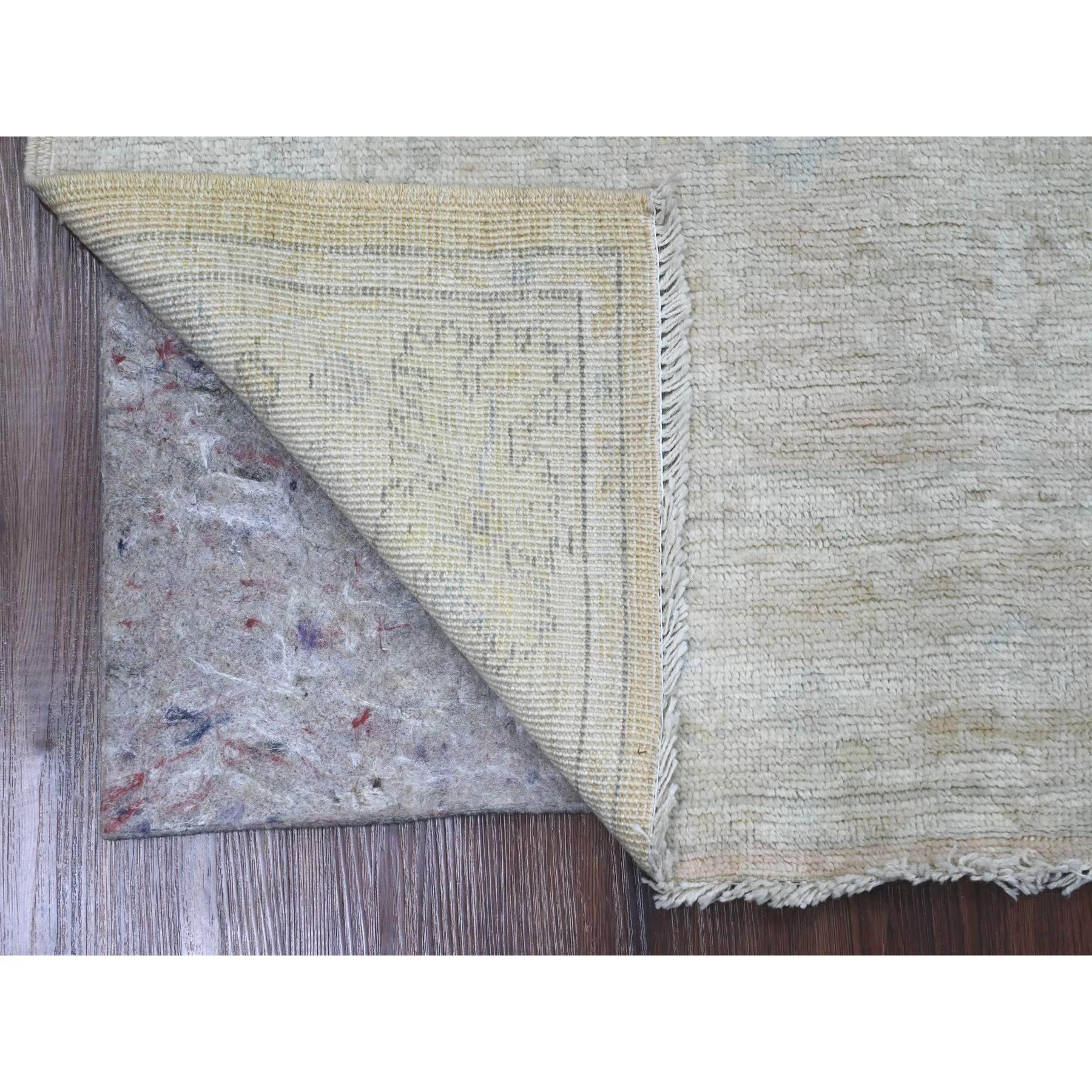 Dark Vanilla Brown, 100% Wool, Afghan Angora Oushak with All Over Pattern, Hand Knotted, Veggie Dyes, Oriental Rug
Primary materials: Wool
Latex: No Pile 
height: 0.25 Inches
Style: Transitional
Primary color: Brown
Secondary colors: Blue,