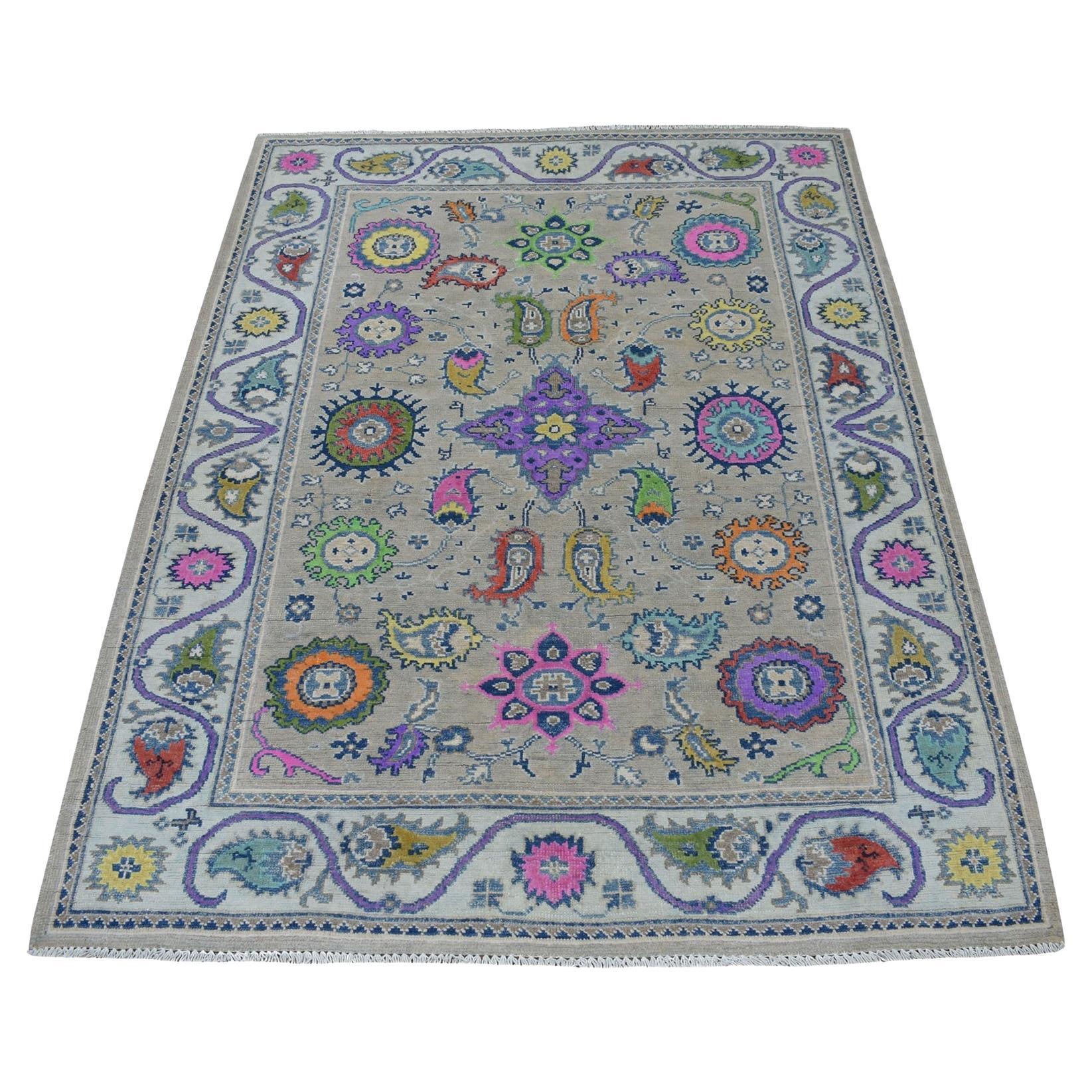 4
x5
9" Bunte graue Fusion Kazak Reine Wolle Geometrisches Design Handgeknüpfter Teppich