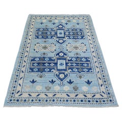 4'x5'9" Colorful, Hand Knotted Inspired Large Elements Soft Wool Oriental Rug