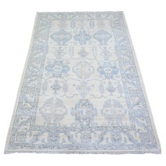 4'x5'9" Commercial White Finer Peshawar Wool Hand Knotted Oriental Rug