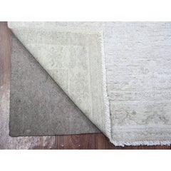 4'x5'9" Gainsboro Gray White Wash Peshawar Wool Hand Knotted Oriental Rug