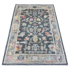 4
x5
9" Alfombra Oriental de Lana Anudada a Mano con Diseño de Hojas de Angora Afgana Oushak Gris