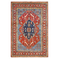 4'x5'9" Imperial Red Afghan Peshawar Heriz Wool Hand Knotted Oriental Rug