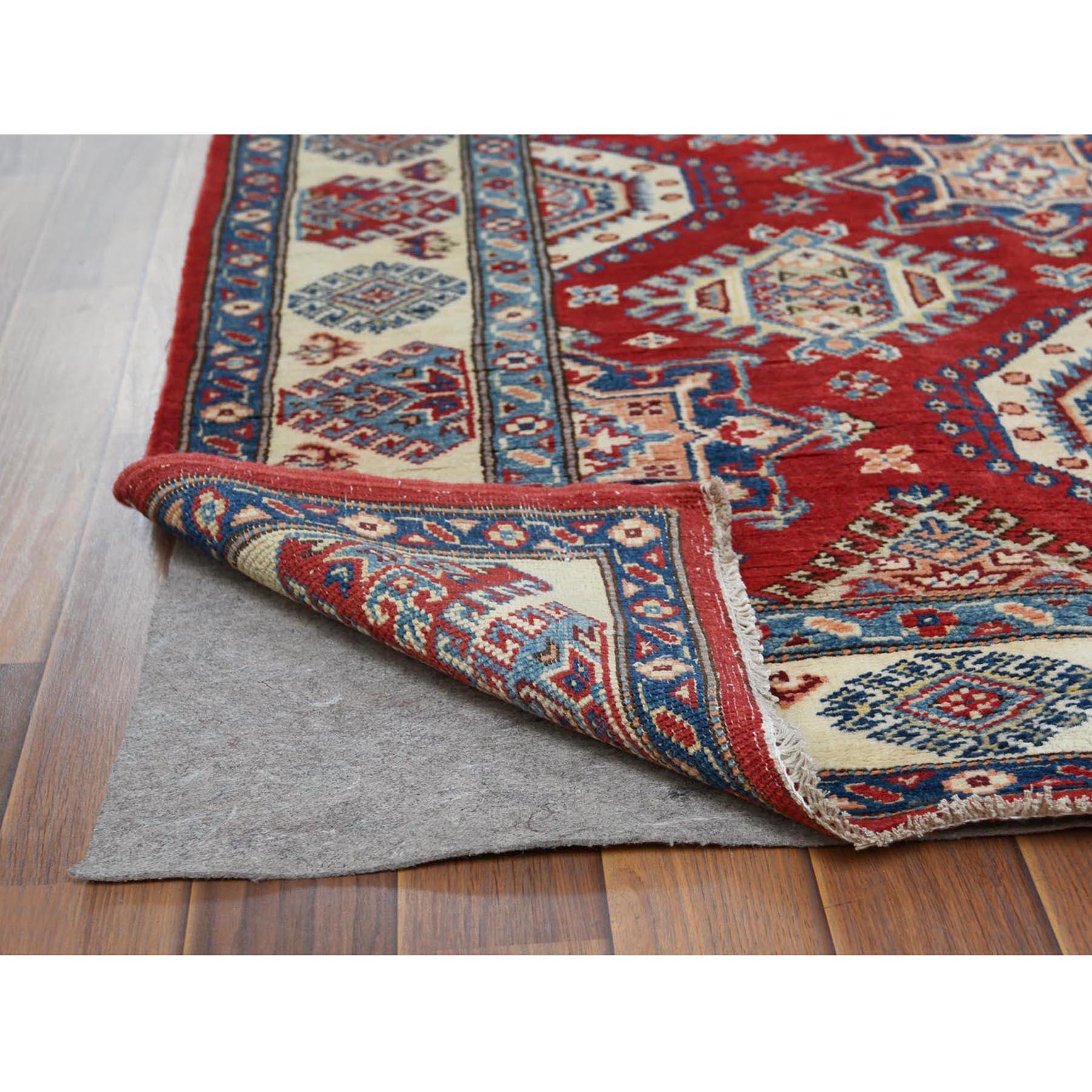Kazako Tappeto di lana naturale annodato a mano con disegno caucasico rosso Special Kazak 4'x5'9