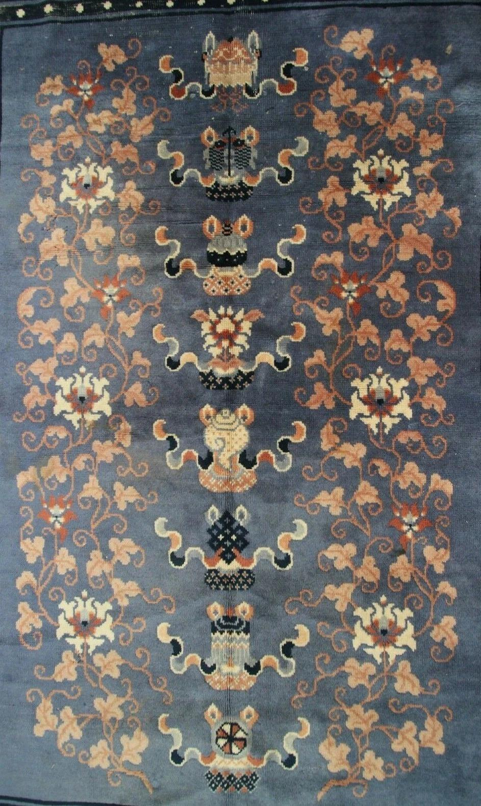 4x6 Tappeto antico Art Deco cinese 130cmx185cm Tappeto in lana Symbolic Treasures c.1900 In condizioni buone in vendita a New York, NY
