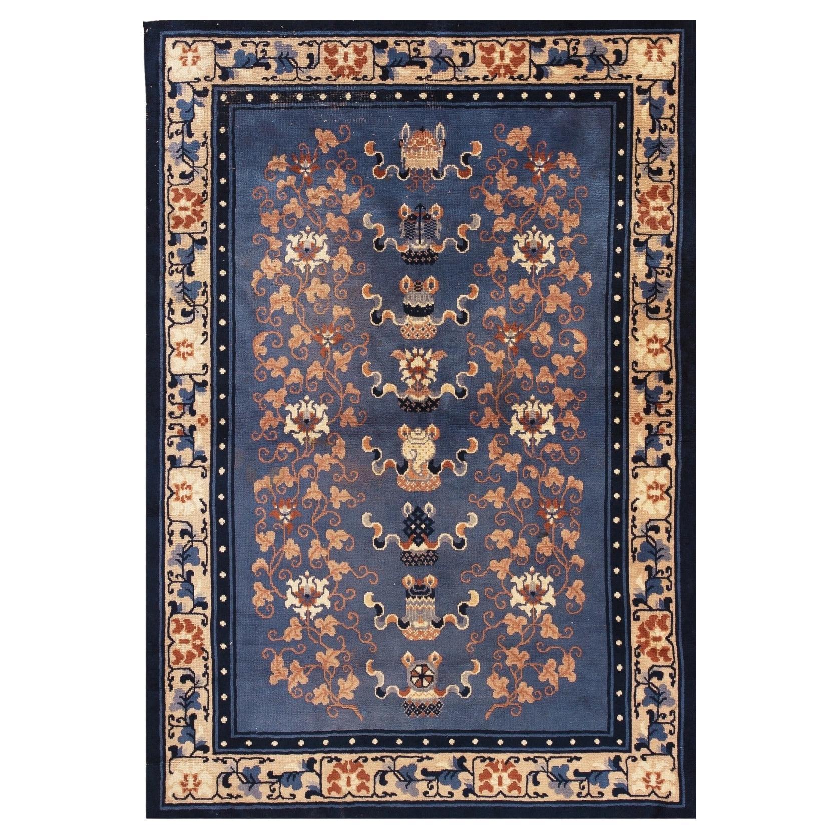 4x6 Antique Art Deco Chinese Rug 130cmx185cm Symbolic Treasures Wool Rug c.1900